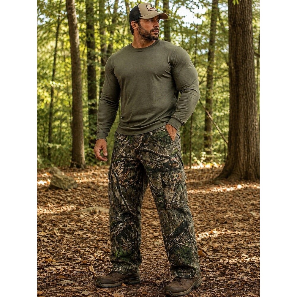 Men's Mossy Oak Camouflage Cargo Pants XL 48 x 31 Drawstring Ankle Country DNA